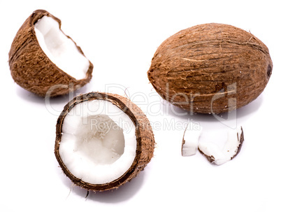 Fresh coconut isolated on white