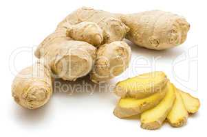 Fresh ginger root isolated on white