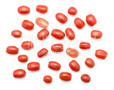 Red cherry tomatoes (bobulienka variety) isolated on white