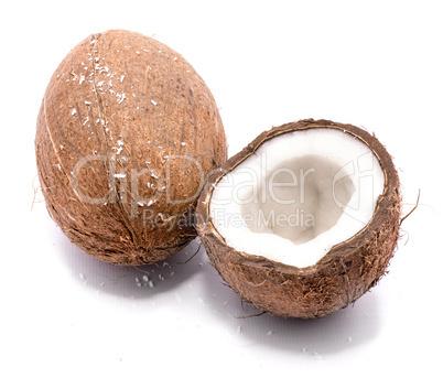 Fresh coconut isolated on white