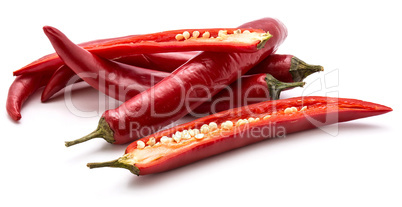 Fresh sliced chilli pepper isolated on white