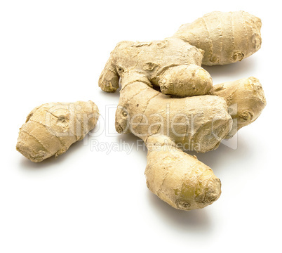 Fresh ginger root isolated on white