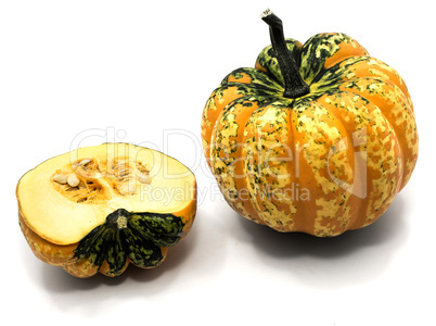 Green pumpkin isolated on white