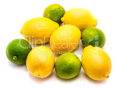 Fresh mixed citrus isolated on white