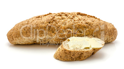 Wheat bran bread isolated on white