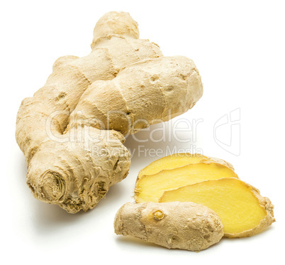 Fresh ginger root isolated on white