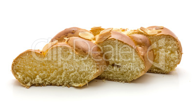 Braided bread loaf isolated on white