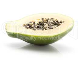 Fresh raw papaya isolated on white