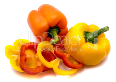 Fresh mixed paprika isolated on white