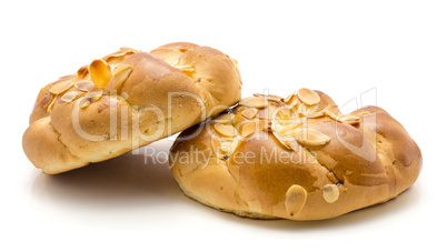 Braided bread loaf isolated on white