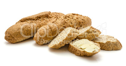 Wheat bran bread isolated on white