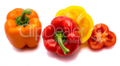 Fresh mixed paprika isolated on white