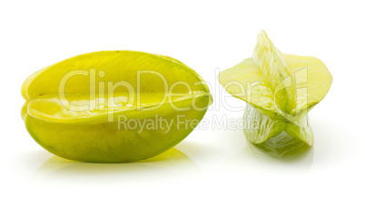 Fresh carambola isolated on white