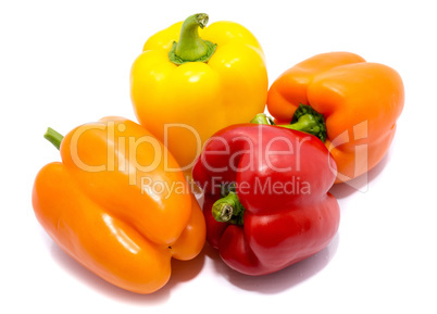 Fresh mixed paprika isolated on white