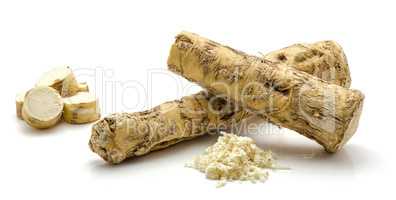 Fresh horseradish isolated on white