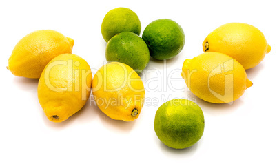 Fresh mixed citrus isolated on white