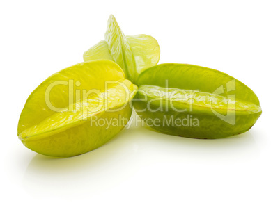 Fresh carambola isolated on white