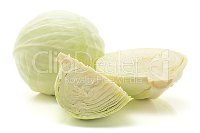 Raw white cabbage isolated on white