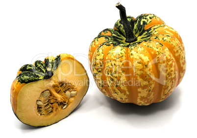 Green pumpkin isolated on white