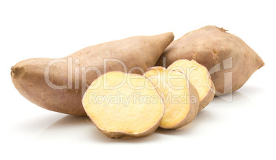 Fresh raw sweet potato isolated on white