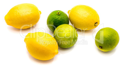 Fresh mixed citrus isolated on white