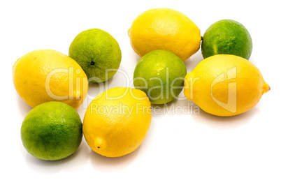 Fresh mixed citrus isolated on white