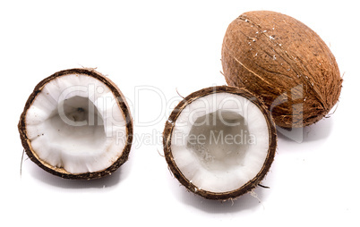 Fresh coconut isolated on white