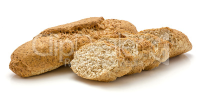 Wheat bran bread isolated on white