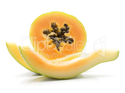 Fresh raw papaya isolated on white