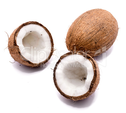 Fresh coconut isolated on white