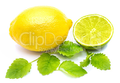 Fresh mixed citrus isolated on white