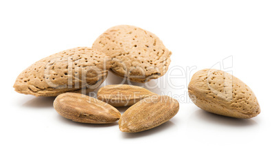 Raw almonds isolated on white