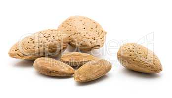 Raw almonds isolated on white