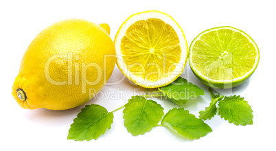 Fresh mixed citrus isolated on white