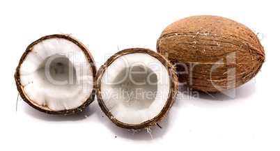 Fresh coconut isolated on white