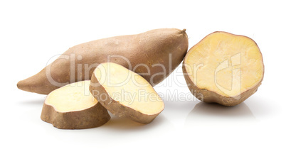 Fresh raw sweet potato isolated on white