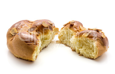 Braided bread loaf isolated on white