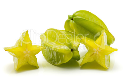 Fresh carambola isolated on white