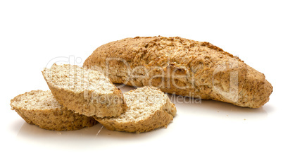 Wheat bran bread isolated on white