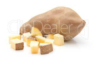 Fresh raw sweet potato isolated on white