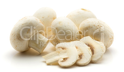 Raw champignons isolated on white