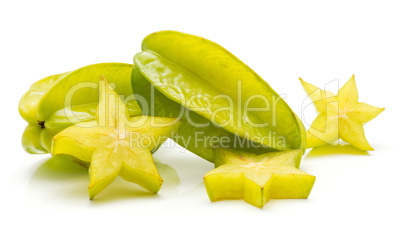 Fresh carambola isolated on white