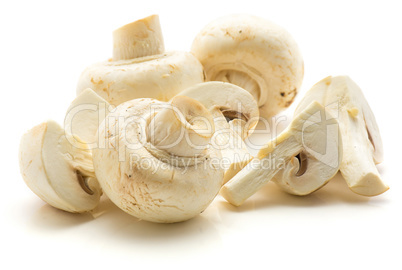 Raw champignons isolated on white