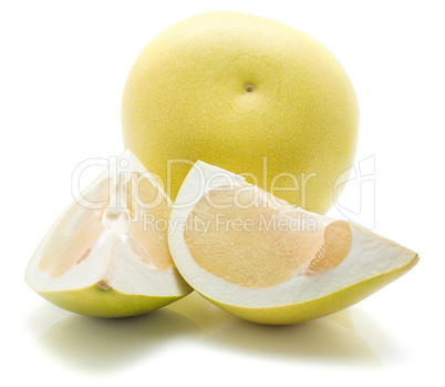 Fresh raw pamelo isolated on white