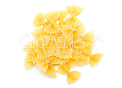 Raw fresh farfalle isolated on white