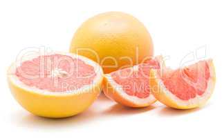 Red grapefruit isolated on white