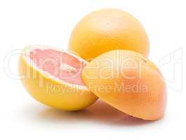 Red grapefruit isolated on white