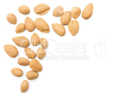 Raw almonds isolated on white