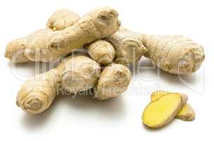 Fresh ginger root isolated on white