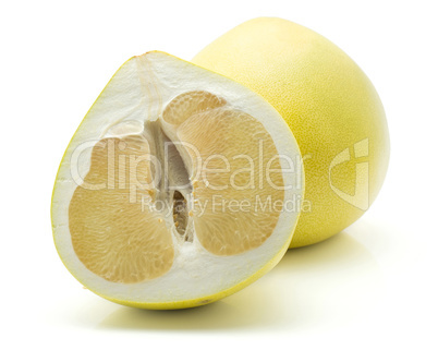 Fresh raw pamelo isolated on white